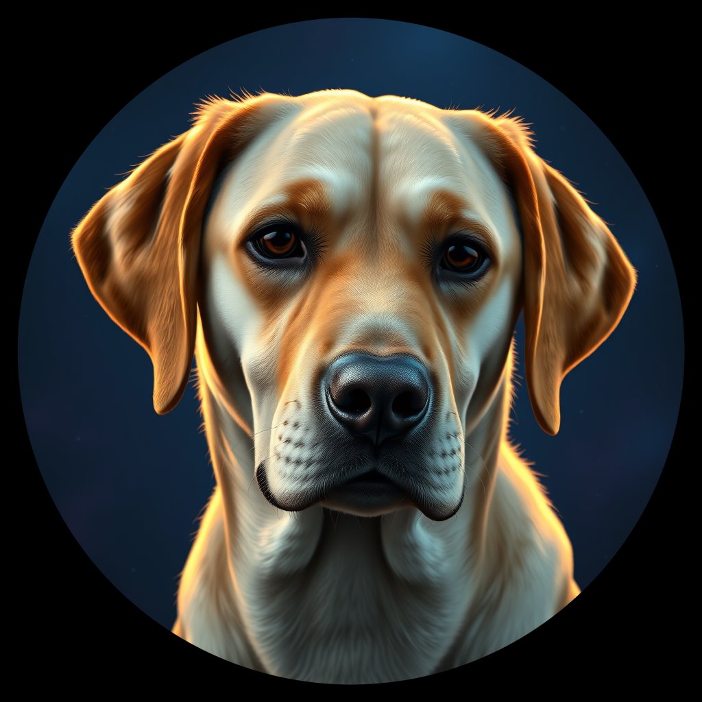Cosmic medallion portrait of 1000_380G_1839, a Labrador Retriever