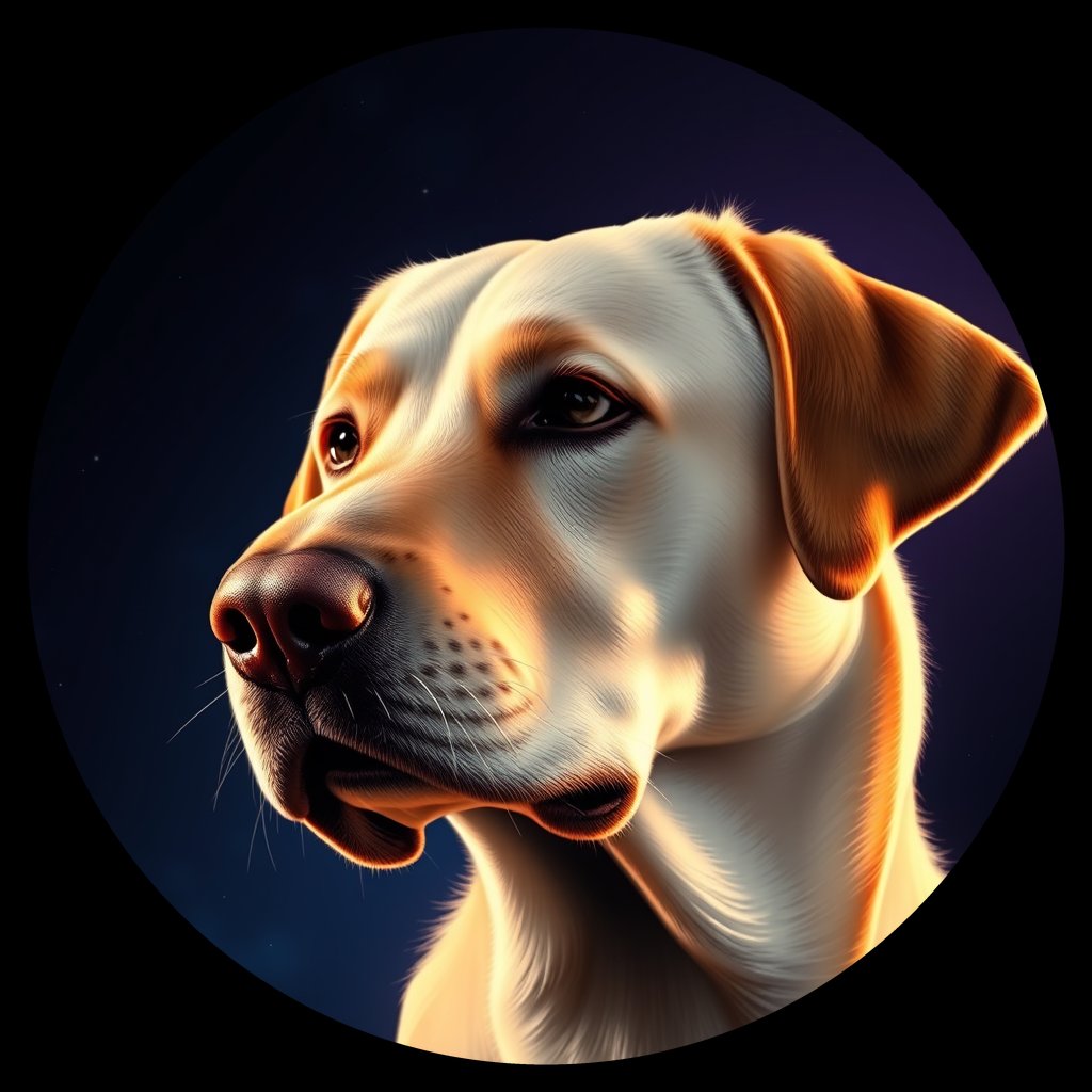 Cosmic medallion portrait of 1004_380G_1817, a Labrador Retriever