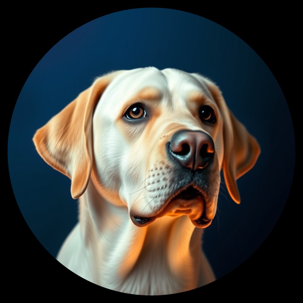 Cosmic medallion portrait of 1005_380G_1832, a Labrador Retriever