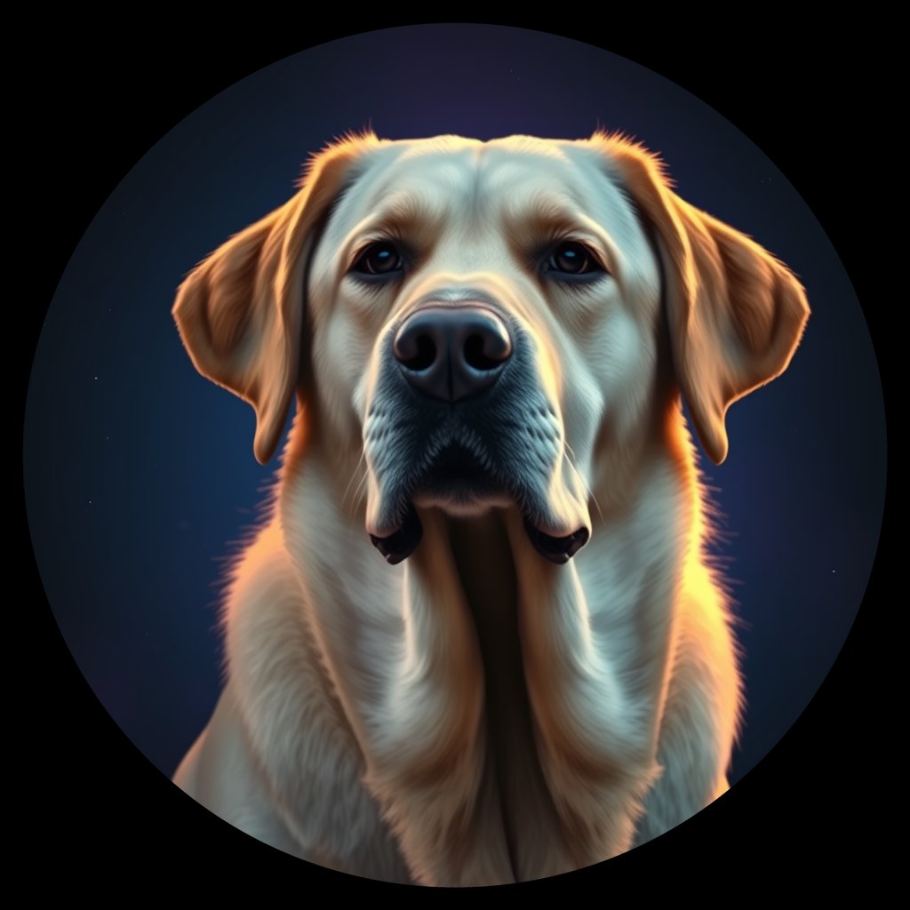 Cosmic medallion portrait of 1006_380G_1840, a Labrador Retriever