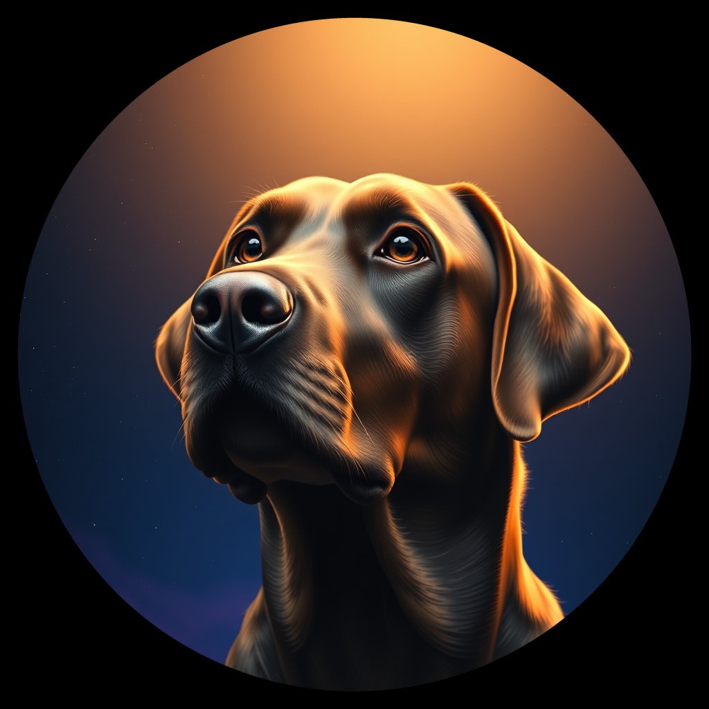 Cosmic medallion portrait of 100_G0380_0261, a Labrador Retriever