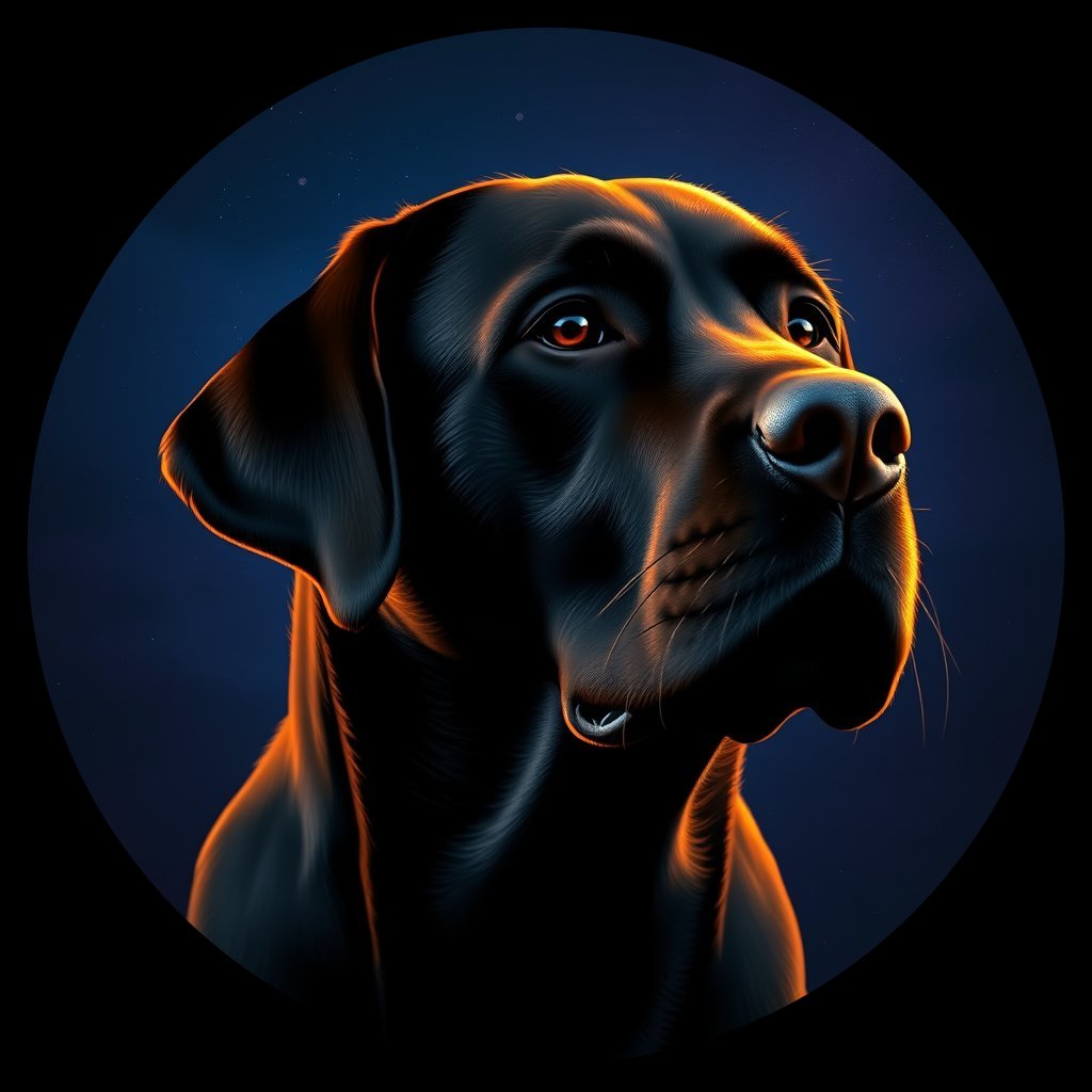 Cosmic medallion portrait of 101_G0380_0262, a Labrador Retriever