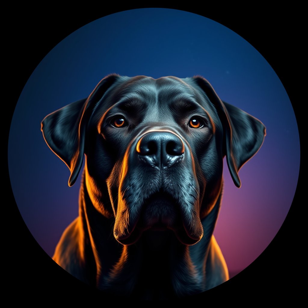 Cosmic medallion portrait of 103_G0380_0264, a Labrador Retriever