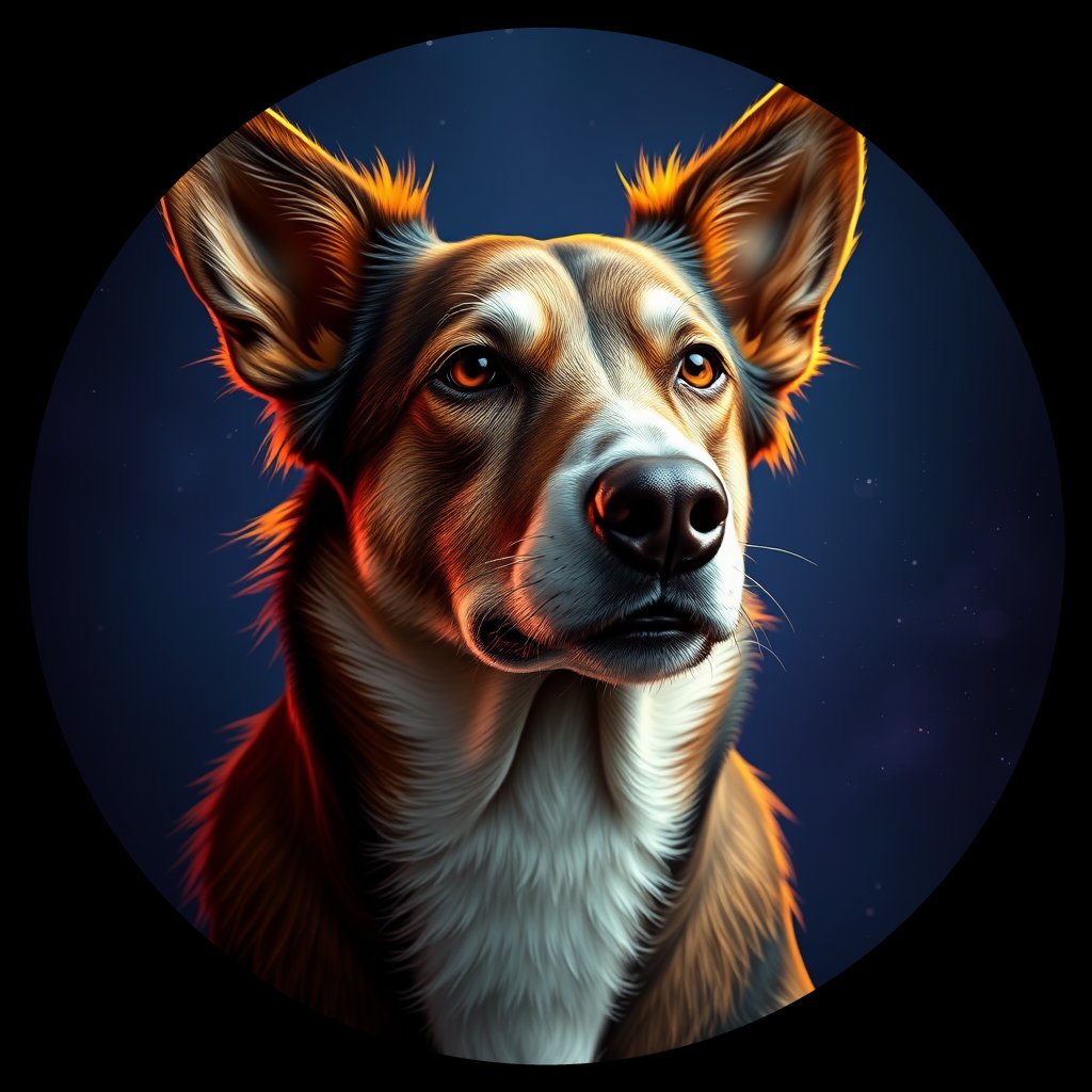 Cosmic medallion portrait of 10560_10560, a Australian Cattle Dog