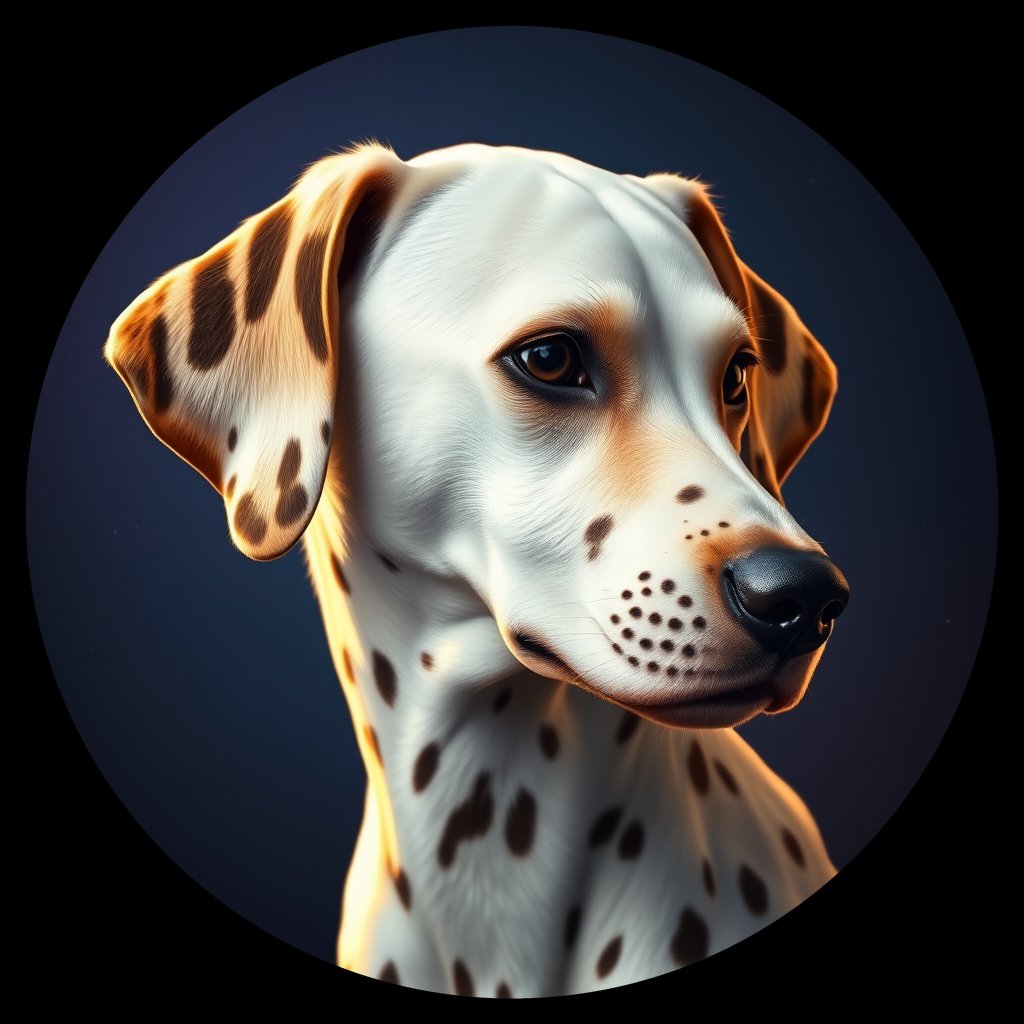Cosmic medallion portrait of 10693_10693, a Dalmatian