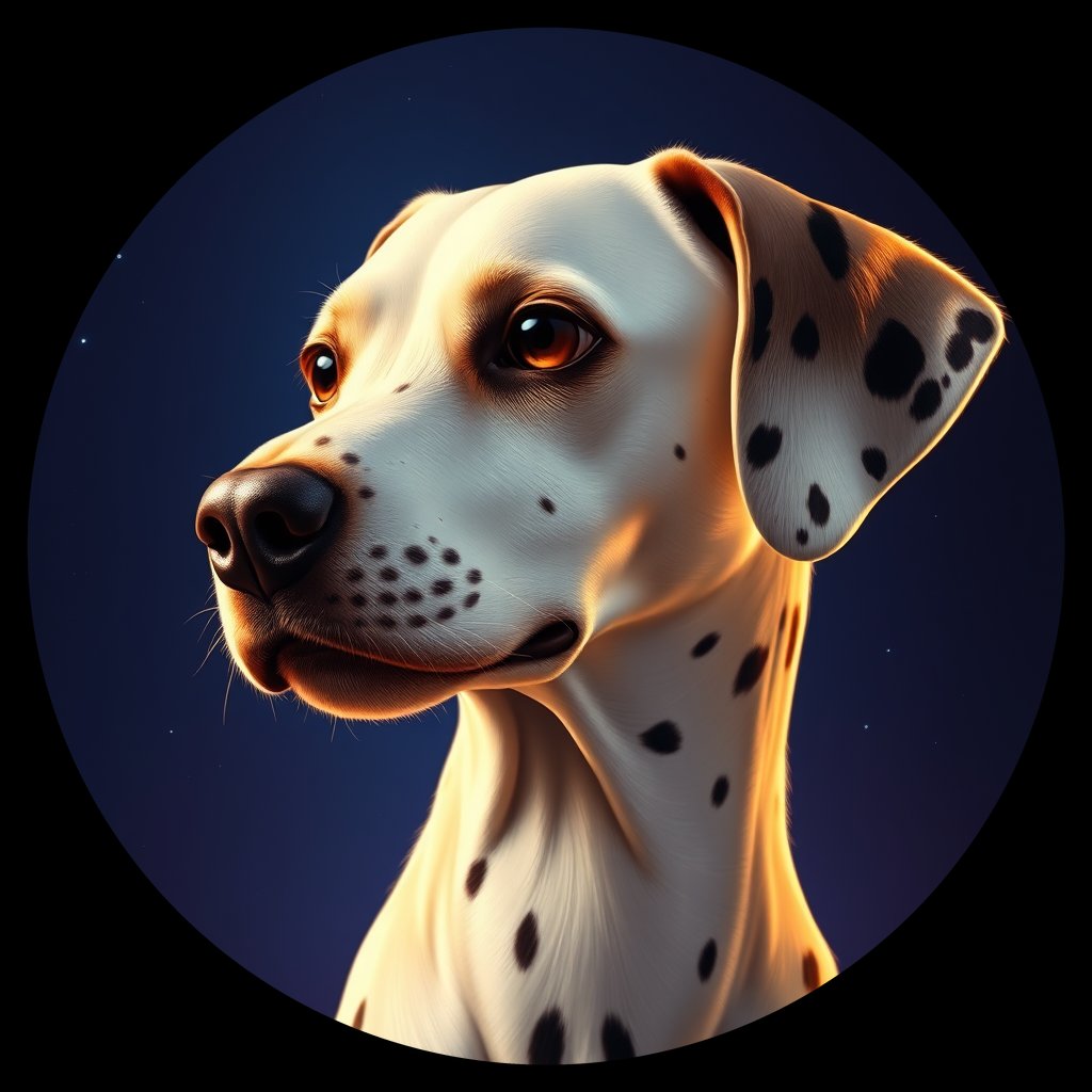Cosmic medallion portrait of 10695_10695, a Dalmatian