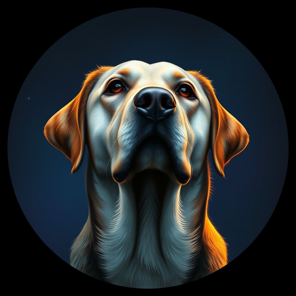 Cosmic medallion portrait of 106_G0380_0267, a Labrador Retriever