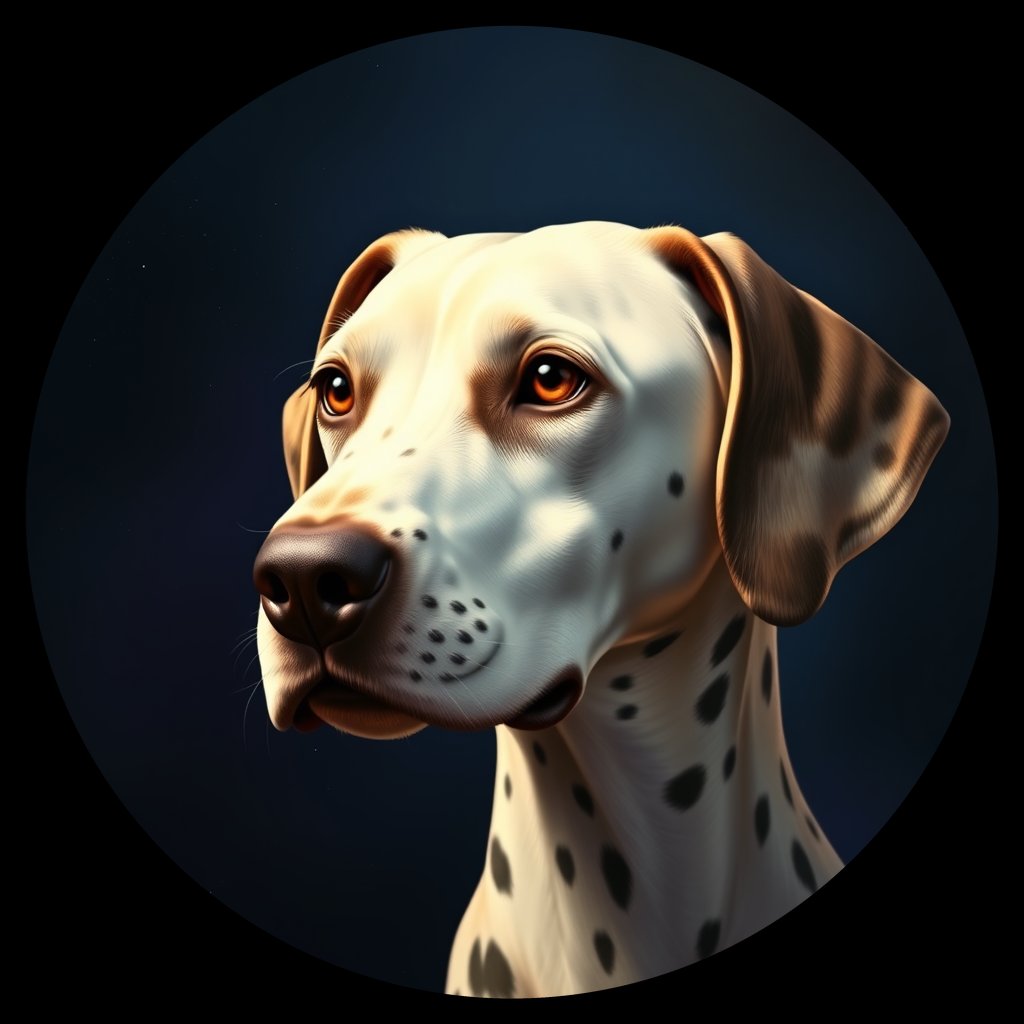 Cosmic medallion portrait of 10733_10733, a Dalmatian