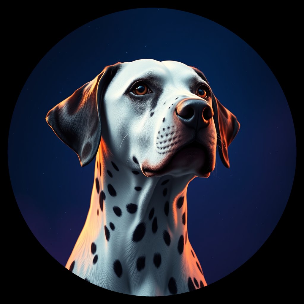 Cosmic medallion portrait of 10743_10743, a Dalmatian