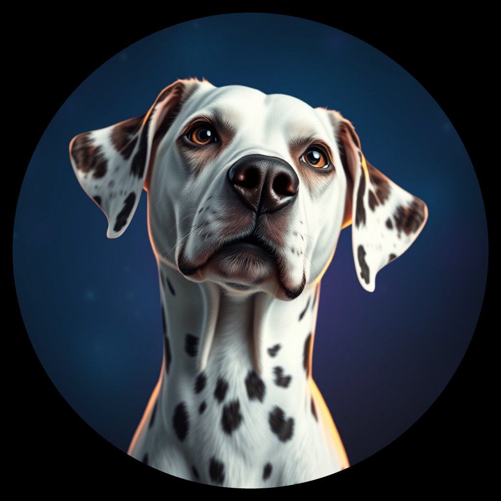 Cosmic medallion portrait of 10748_10748, a Dalmatian