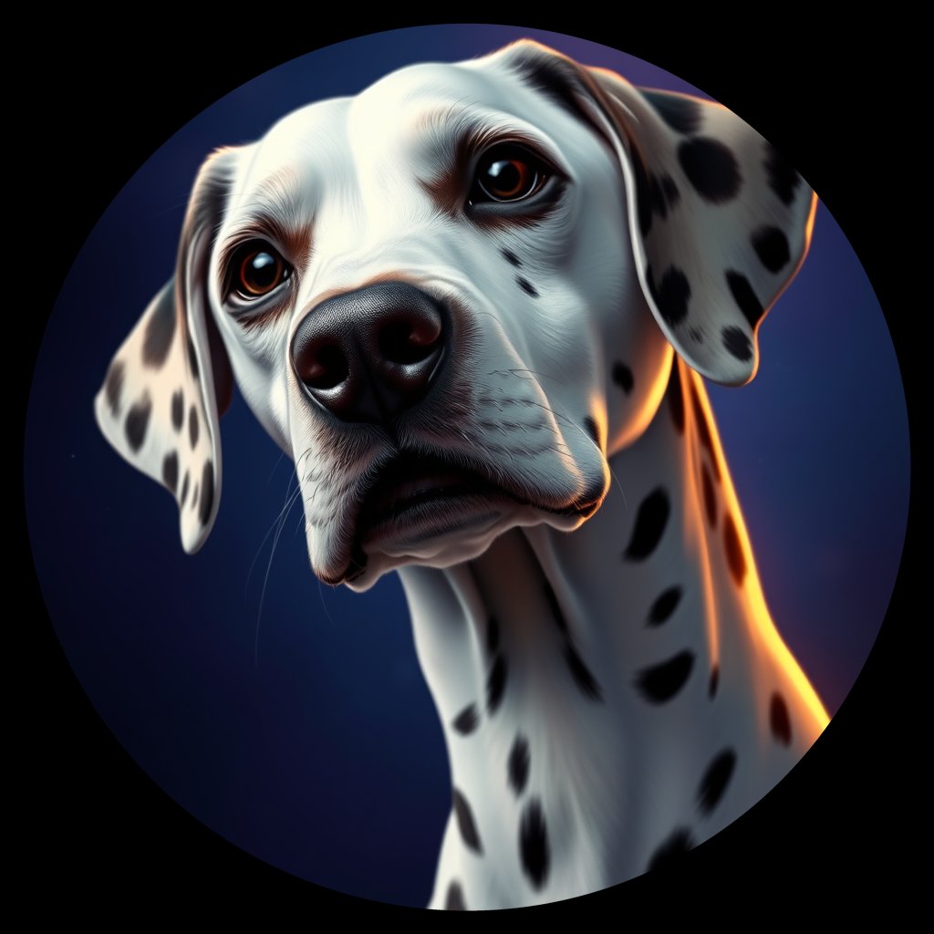 Cosmic medallion portrait of 10749_10749, a Dalmatian