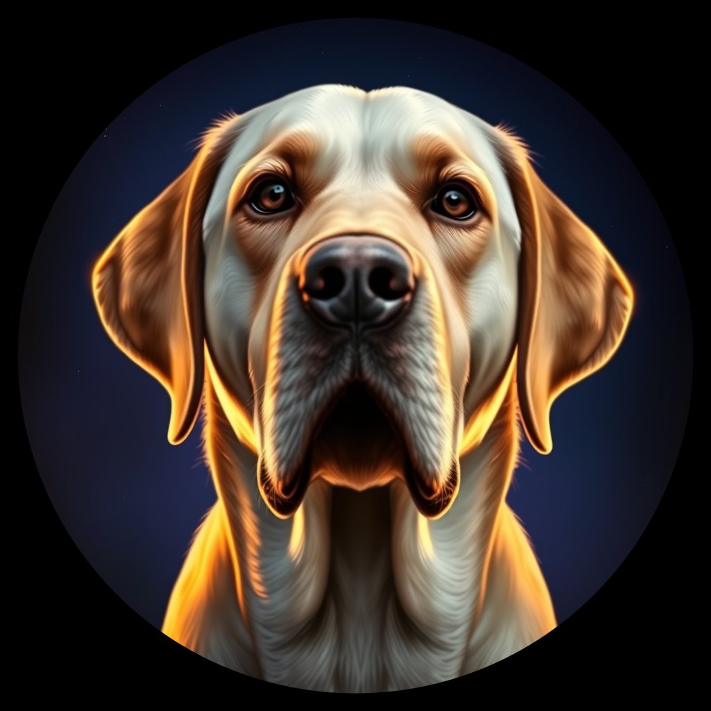 Cosmic medallion portrait of 1107_1107, a Labrador Retriever