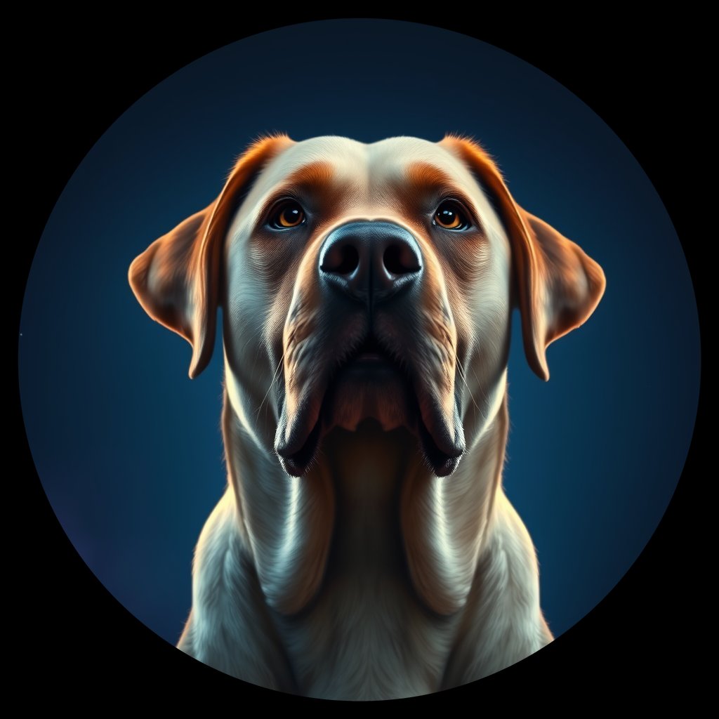 Cosmic medallion portrait of 110_G0380_0272, a Labrador Retriever