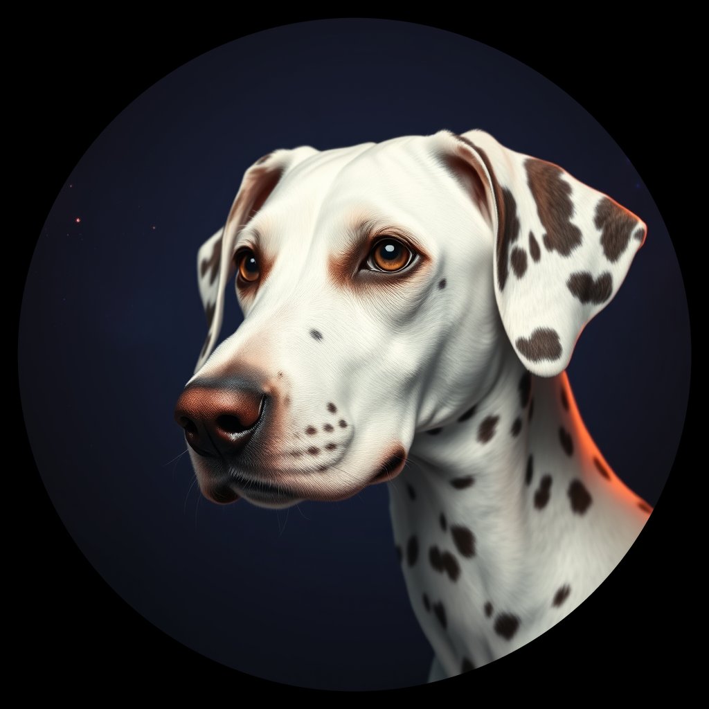 Cosmic medallion portrait of 11235_11235, a Dalmatian