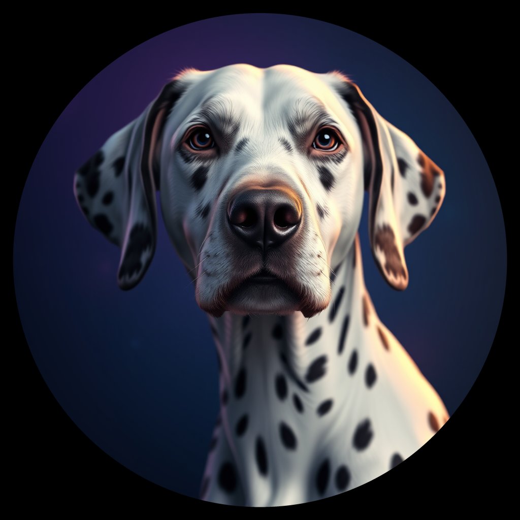 Cosmic medallion portrait of 11238_11238, a Dalmatian