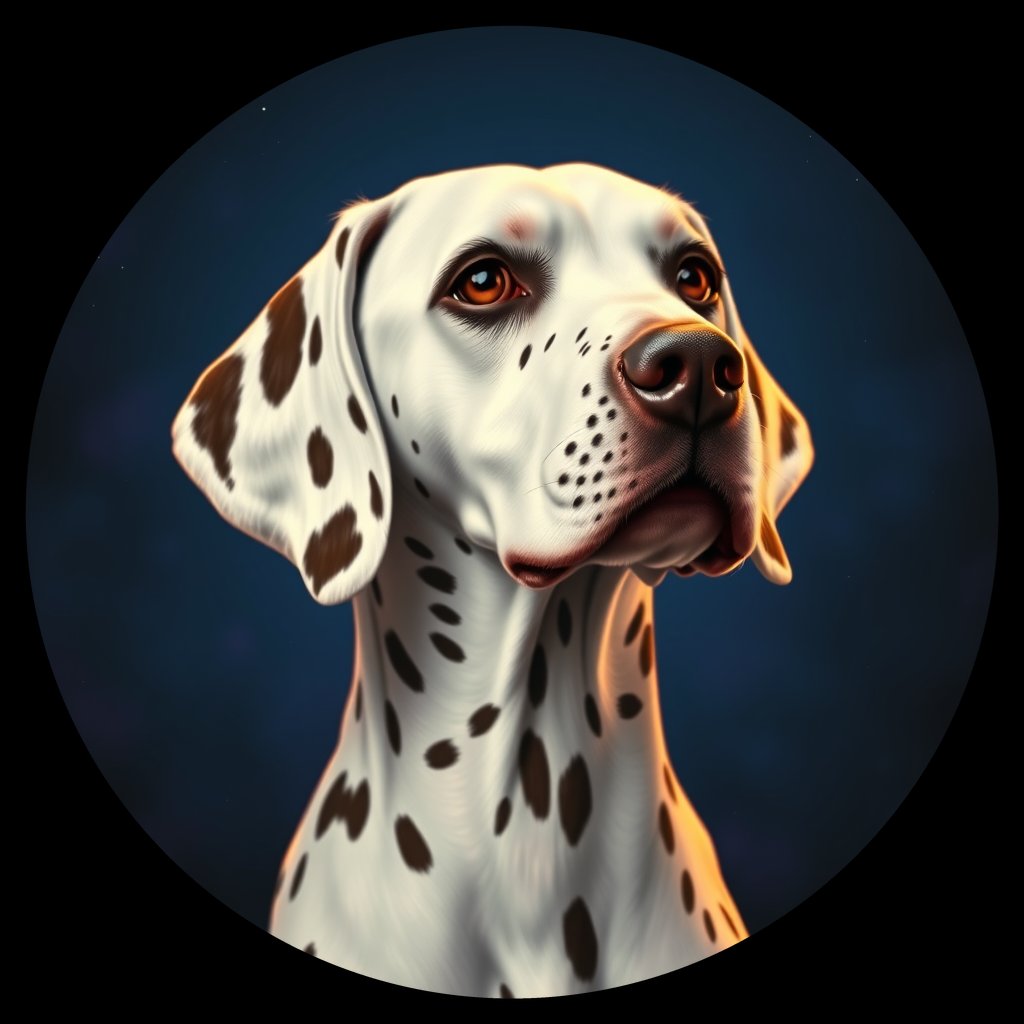 Cosmic medallion portrait of 11239_11239, a Dalmatian
