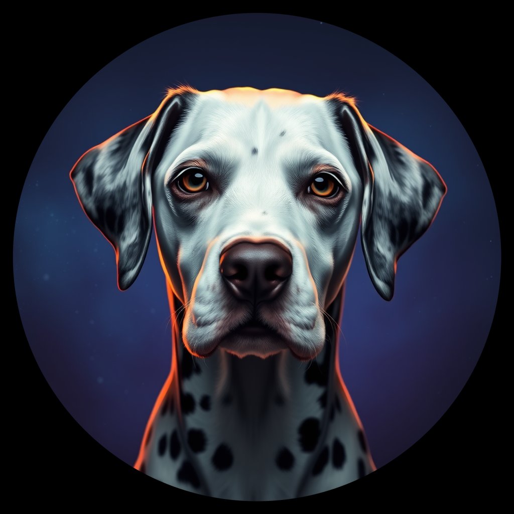 Cosmic medallion portrait of 11242_11242, a Dalmatian