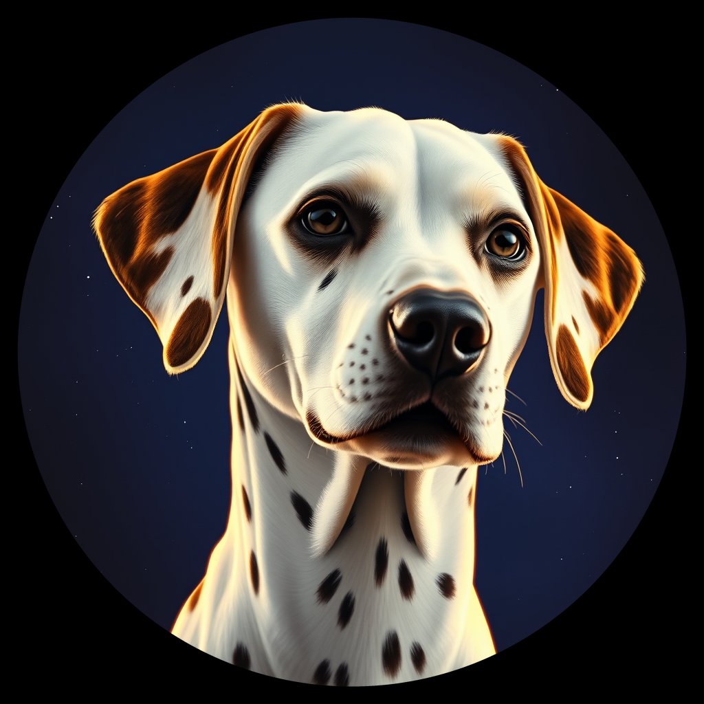 Cosmic medallion portrait of 11243_11243, a Dalmatian