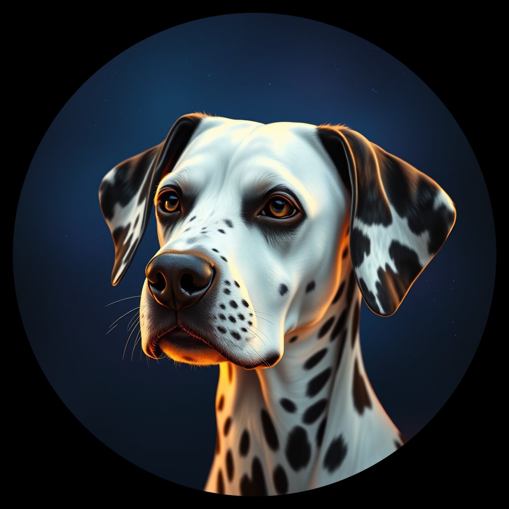 Cosmic medallion portrait of 11244_11244, a Dalmatian