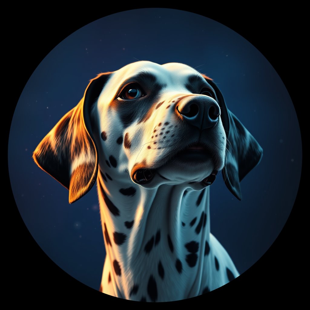Cosmic medallion portrait of 11246_11246, a Dalmatian