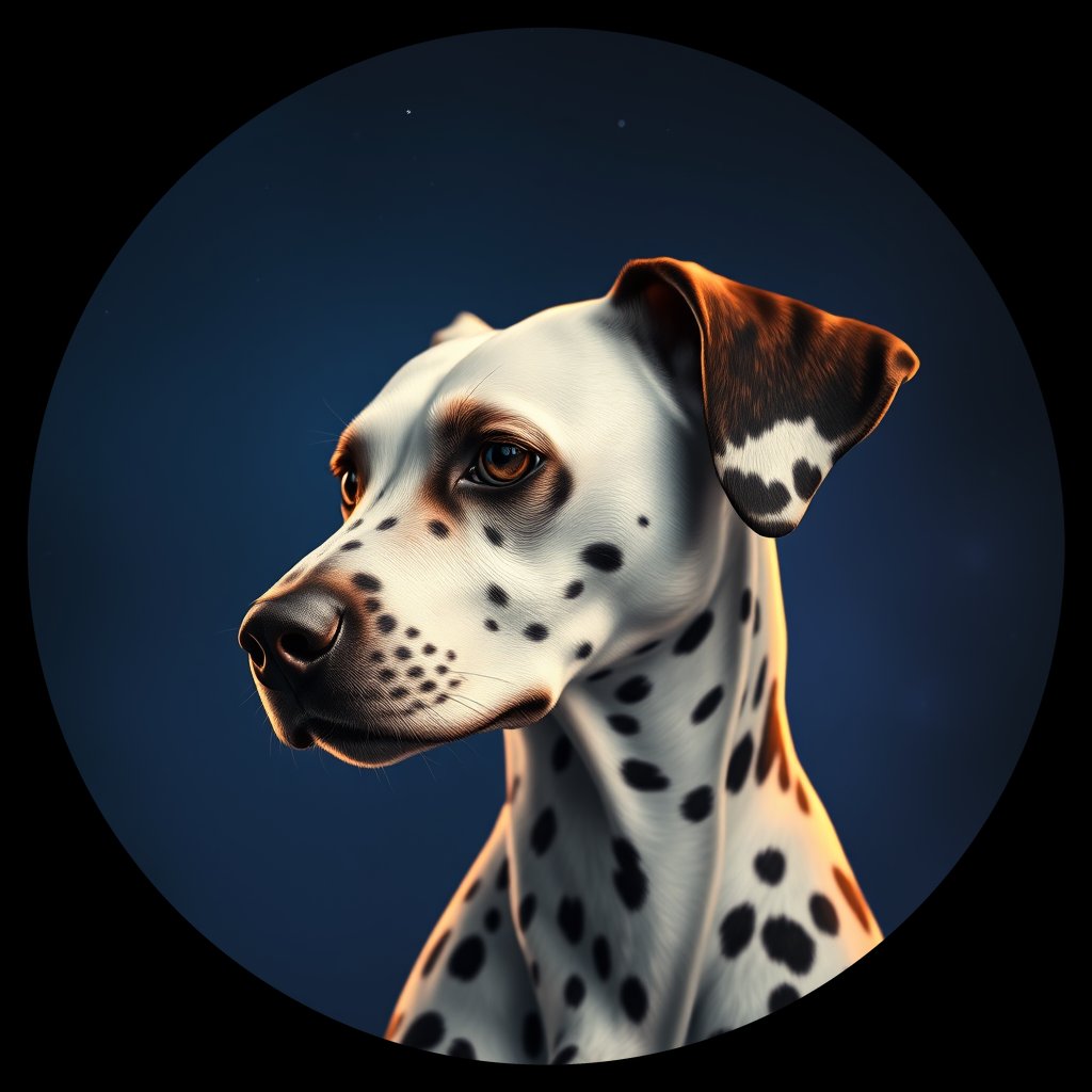 Cosmic medallion portrait of 11260_11260, a Dalmatian