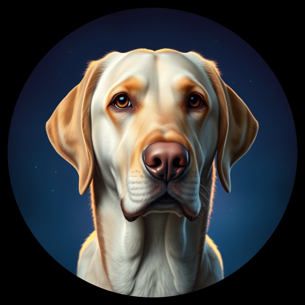 Cosmic medallion portrait of 1129_1129, a Labrador Retriever