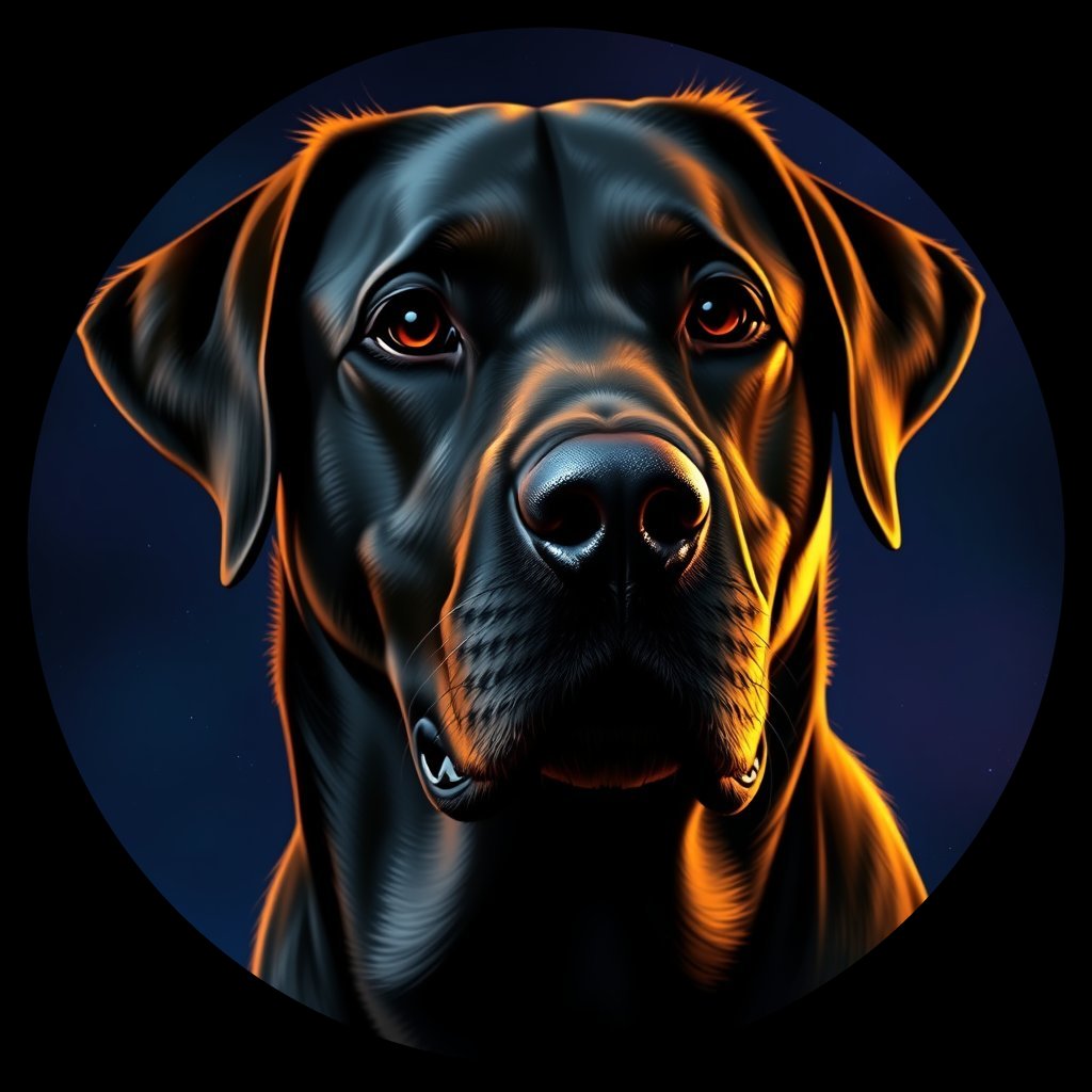 Cosmic medallion portrait of 112_G0380_0274, a Labrador Retriever