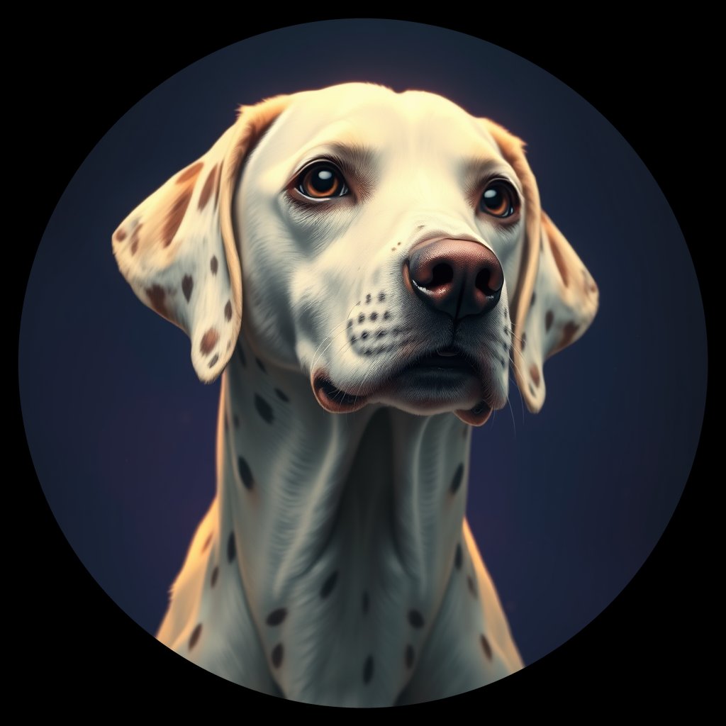 Cosmic medallion portrait of 11492_11492, a Dalmatian