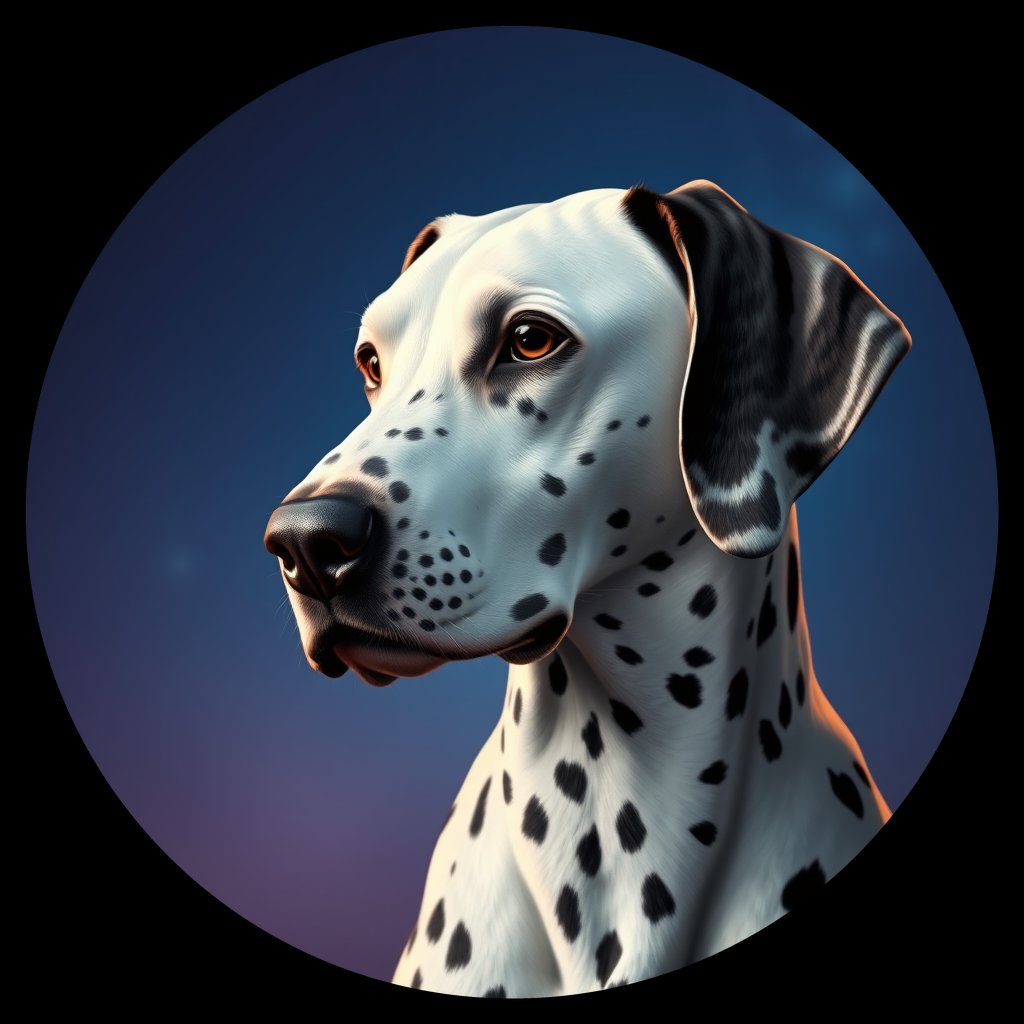Cosmic medallion portrait of 11493_11493, a Dalmatian