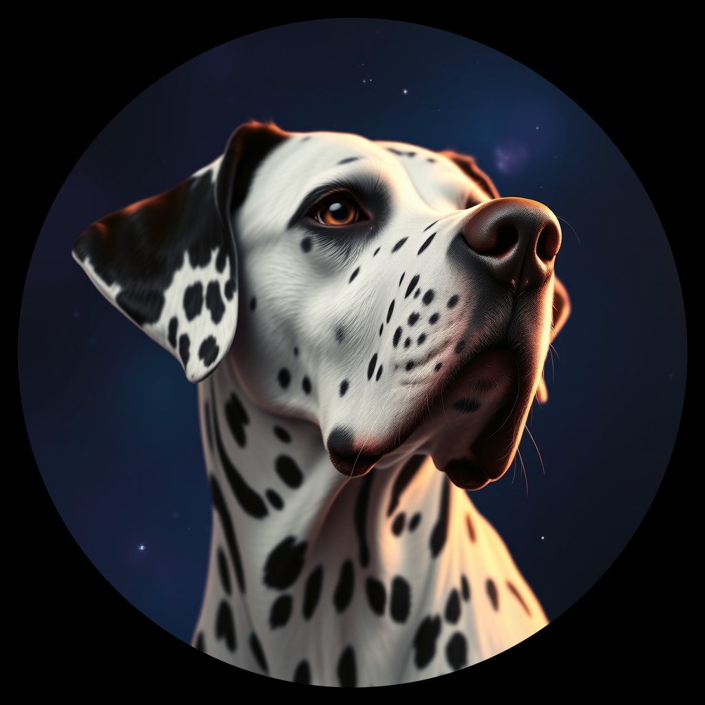 Cosmic medallion portrait of 11597_11597, a Dalmatian