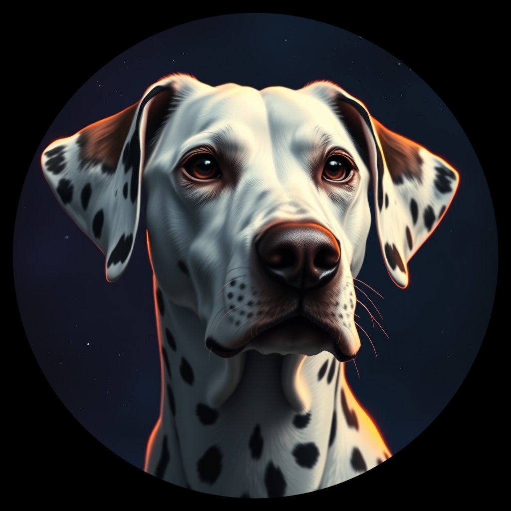 Cosmic medallion portrait of 11599_11599, a Dalmatian