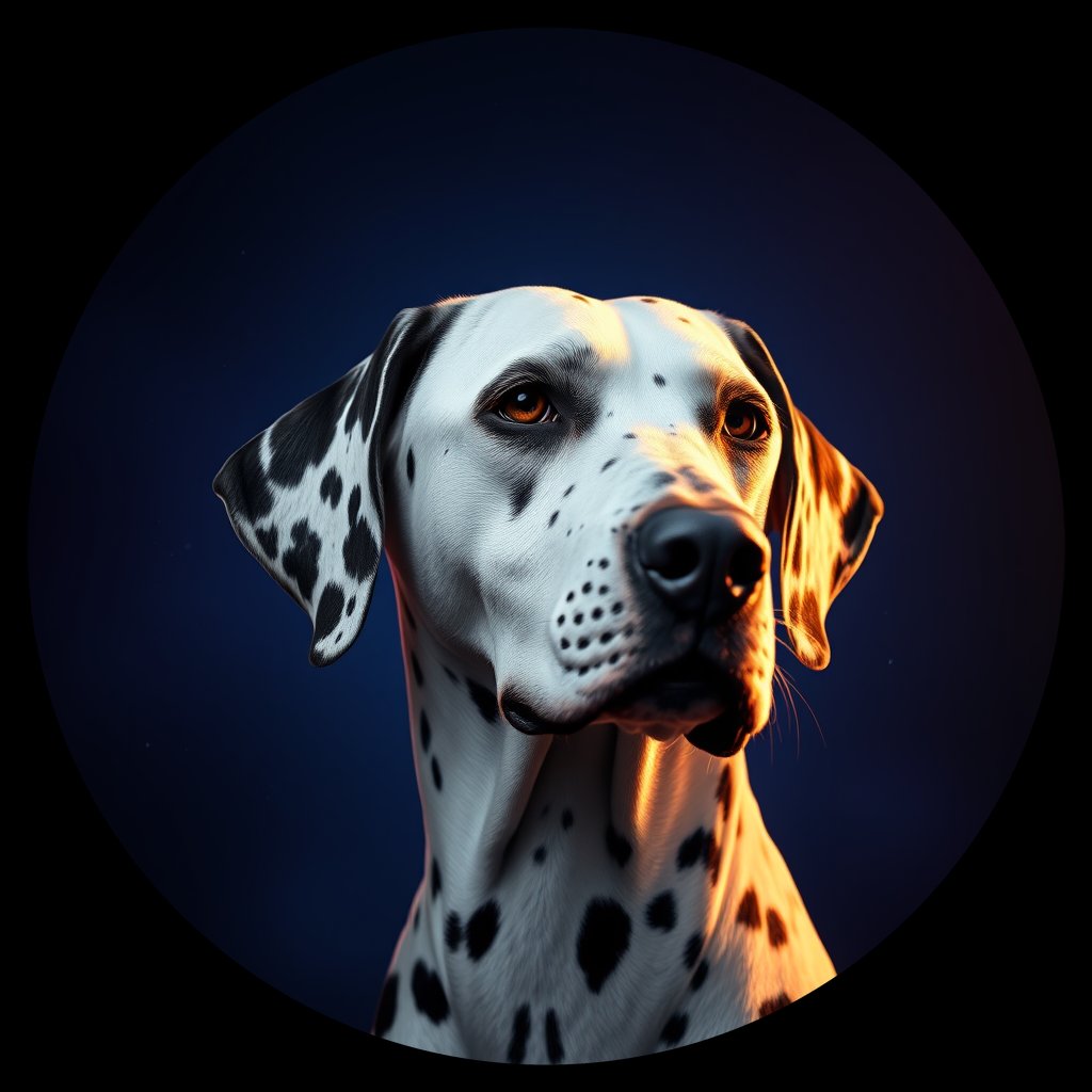 Cosmic medallion portrait of 11602_11602, a Dalmatian