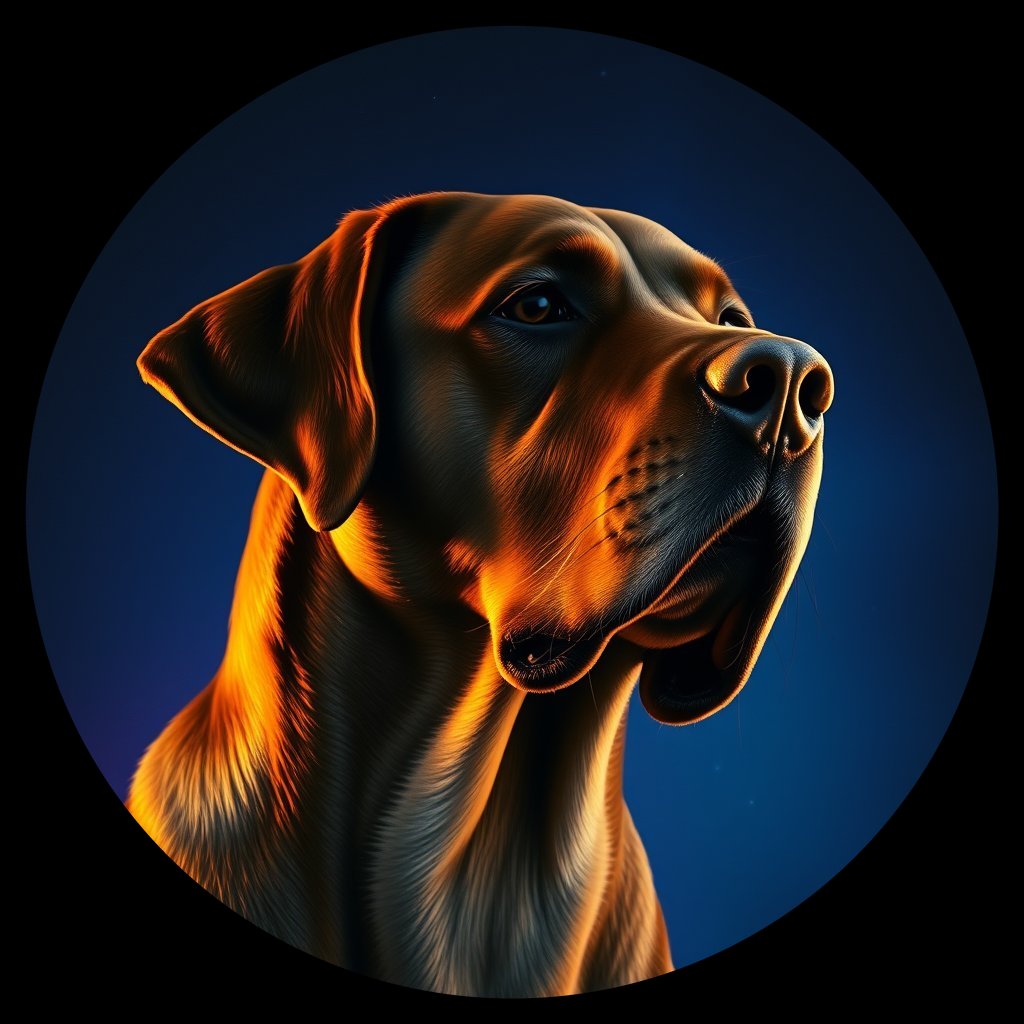 Cosmic medallion portrait of 116_G0380_0278, a Labrador Retriever