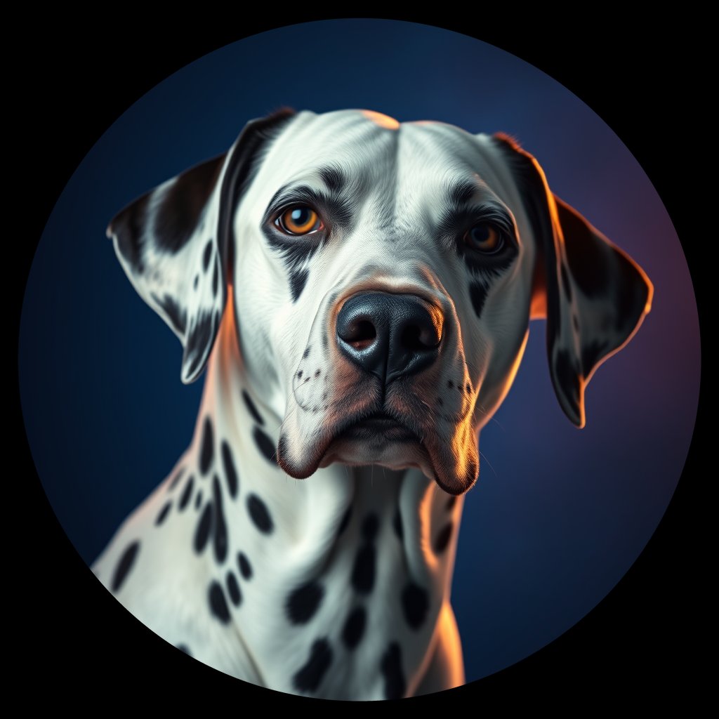 Cosmic medallion portrait of 11740_11740, a Dalmatian