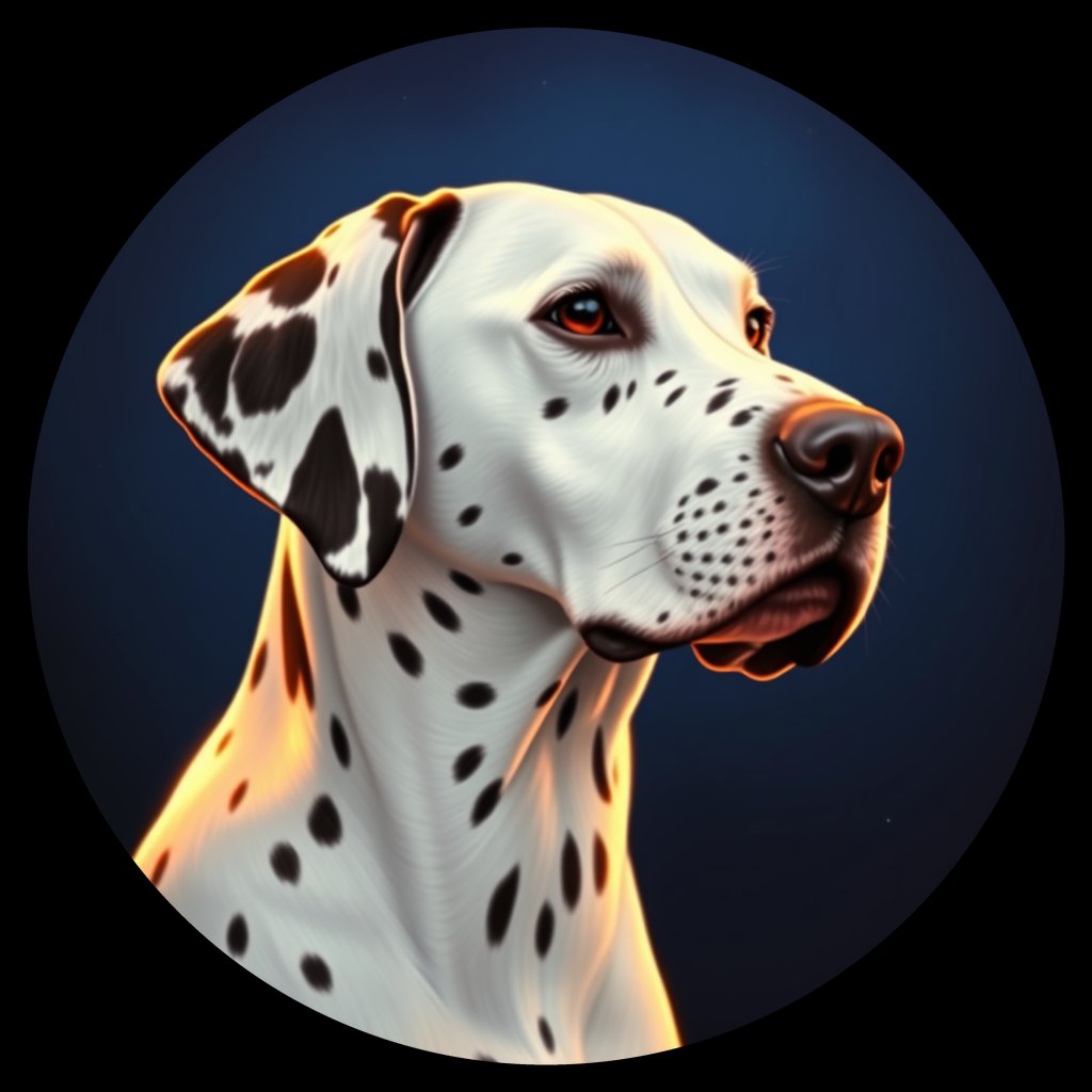 Cosmic medallion portrait of 11741_11741, a Dalmatian