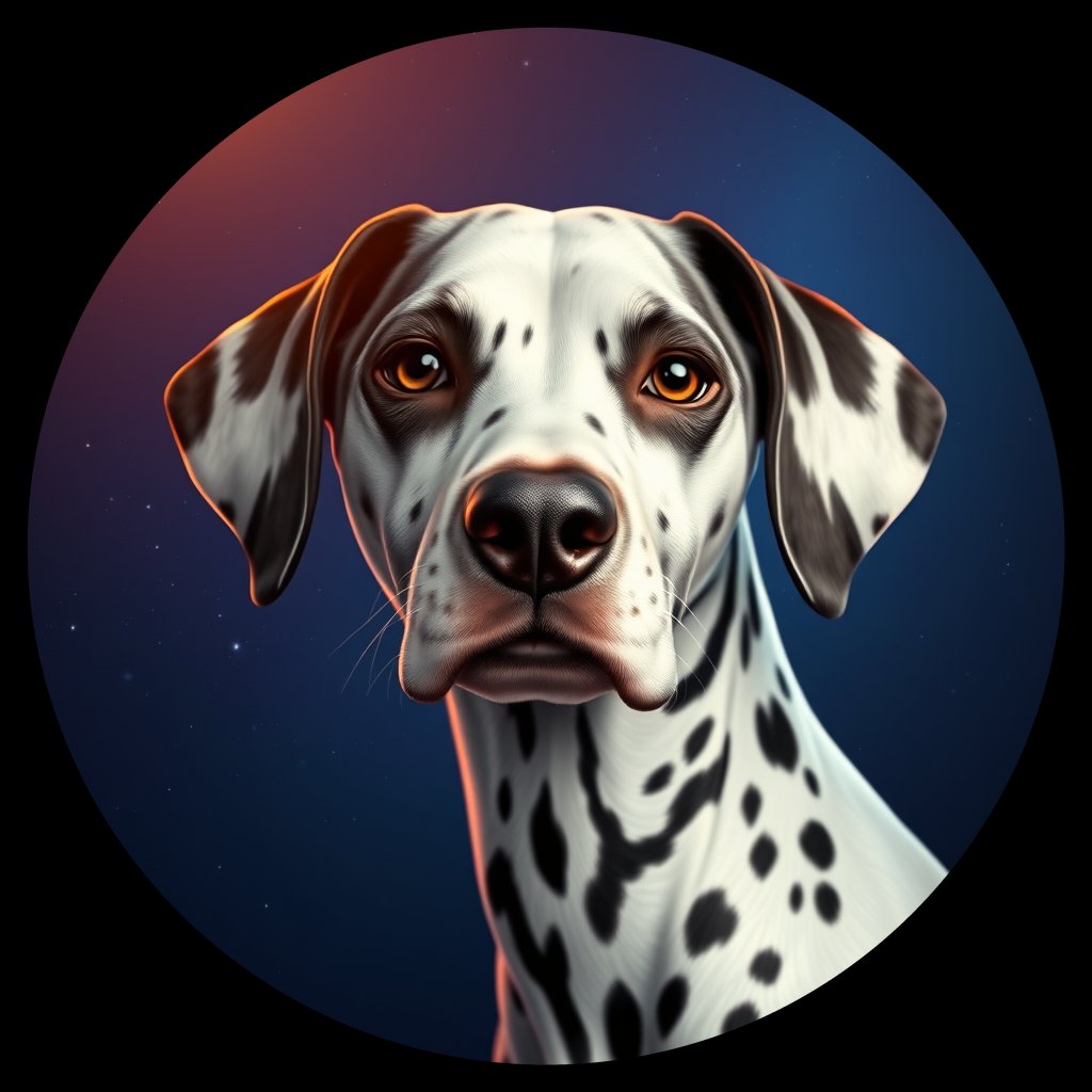 Cosmic medallion portrait of 11789_11789, a Dalmatian