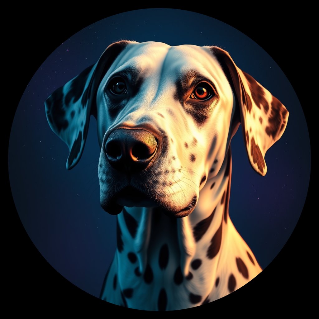 Cosmic medallion portrait of 11790_11790, a Dalmatian