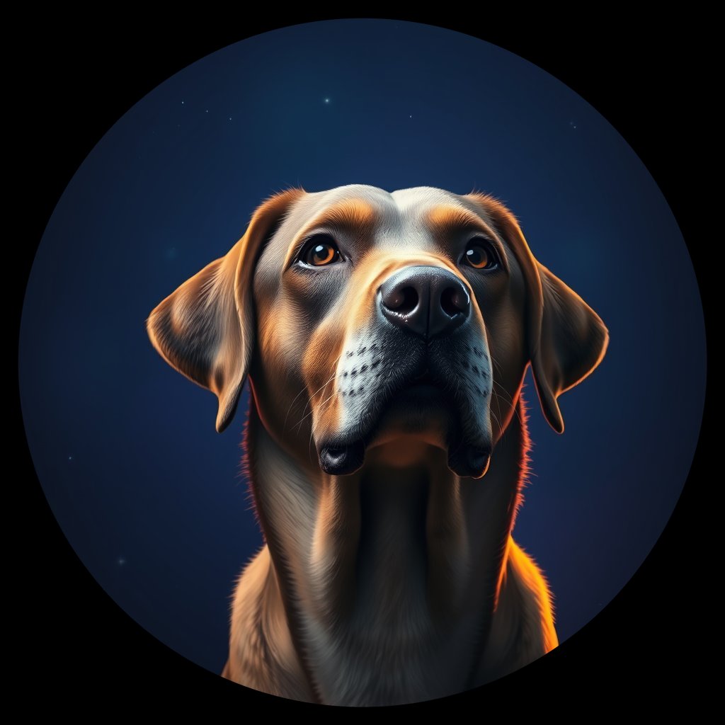 Cosmic medallion portrait of 117_G0380_0279, a Labrador Retriever