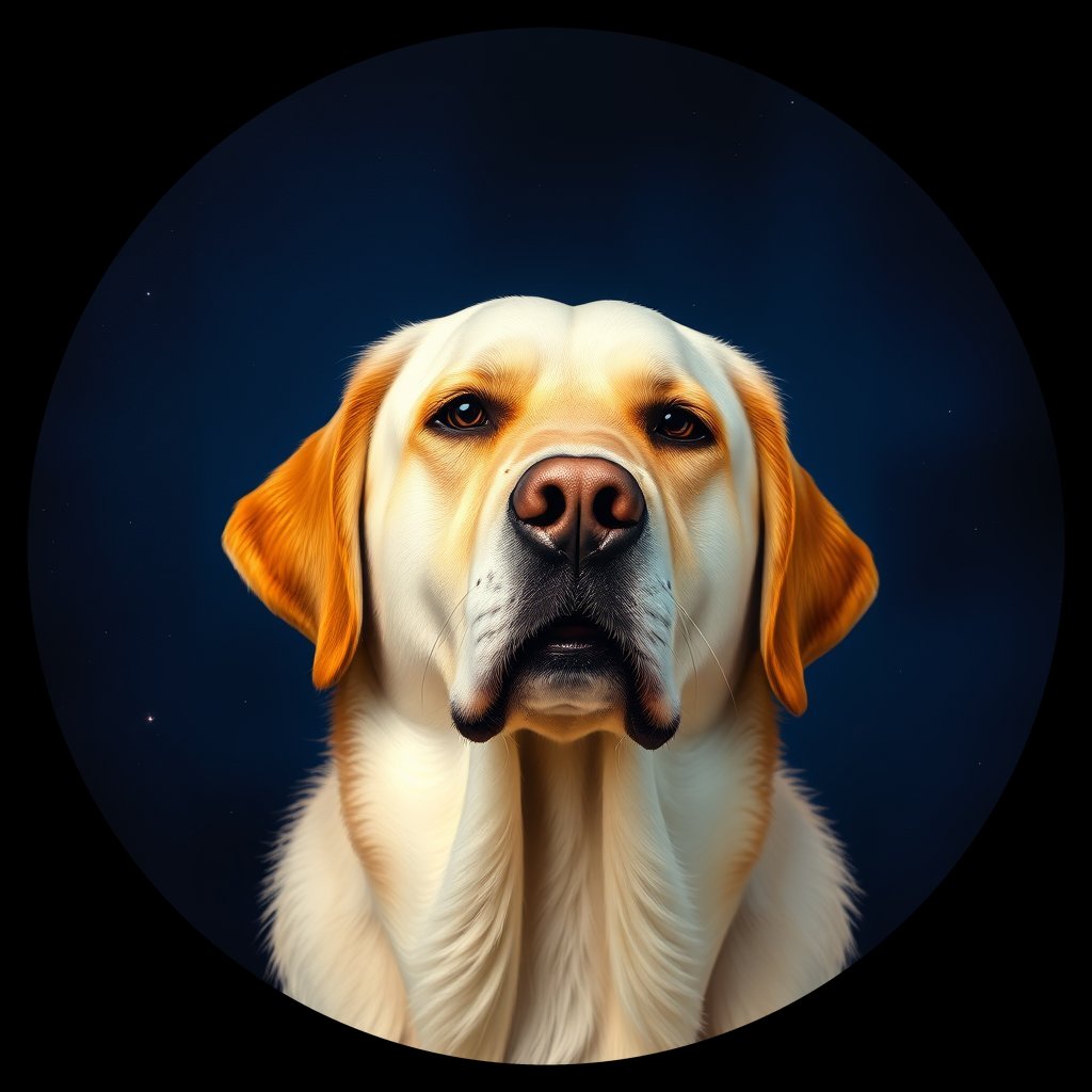 Cosmic medallion portrait of 118_G0380_0280, a Labrador Retriever