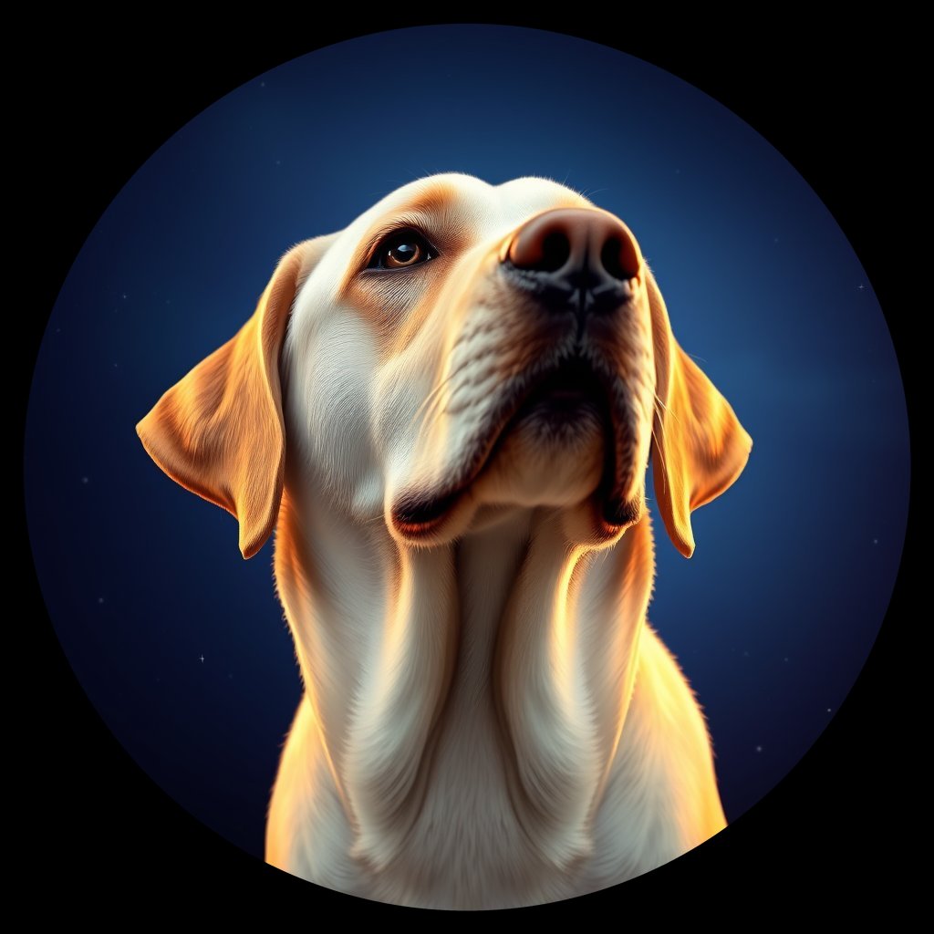 Cosmic medallion portrait of 120_G0380_0283, a Labrador Retriever