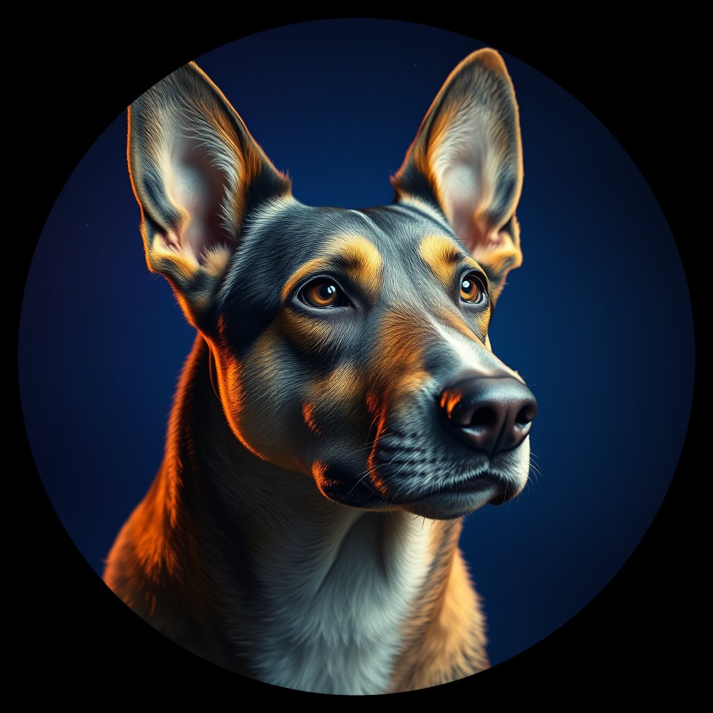 Cosmic medallion portrait of 12629_12629, a Australian Cattle Dog