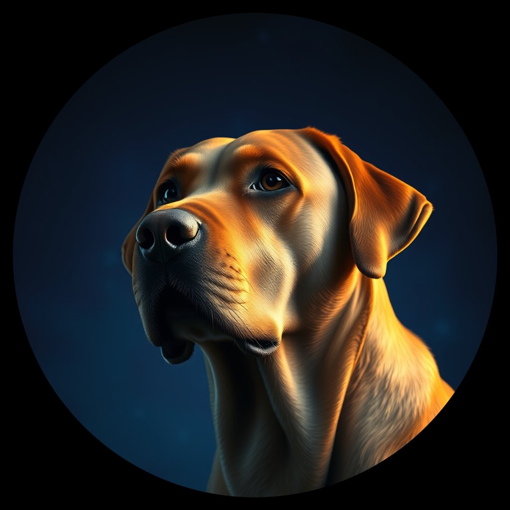 Cosmic medallion portrait of 126_G0380_0290, a Labrador Retriever