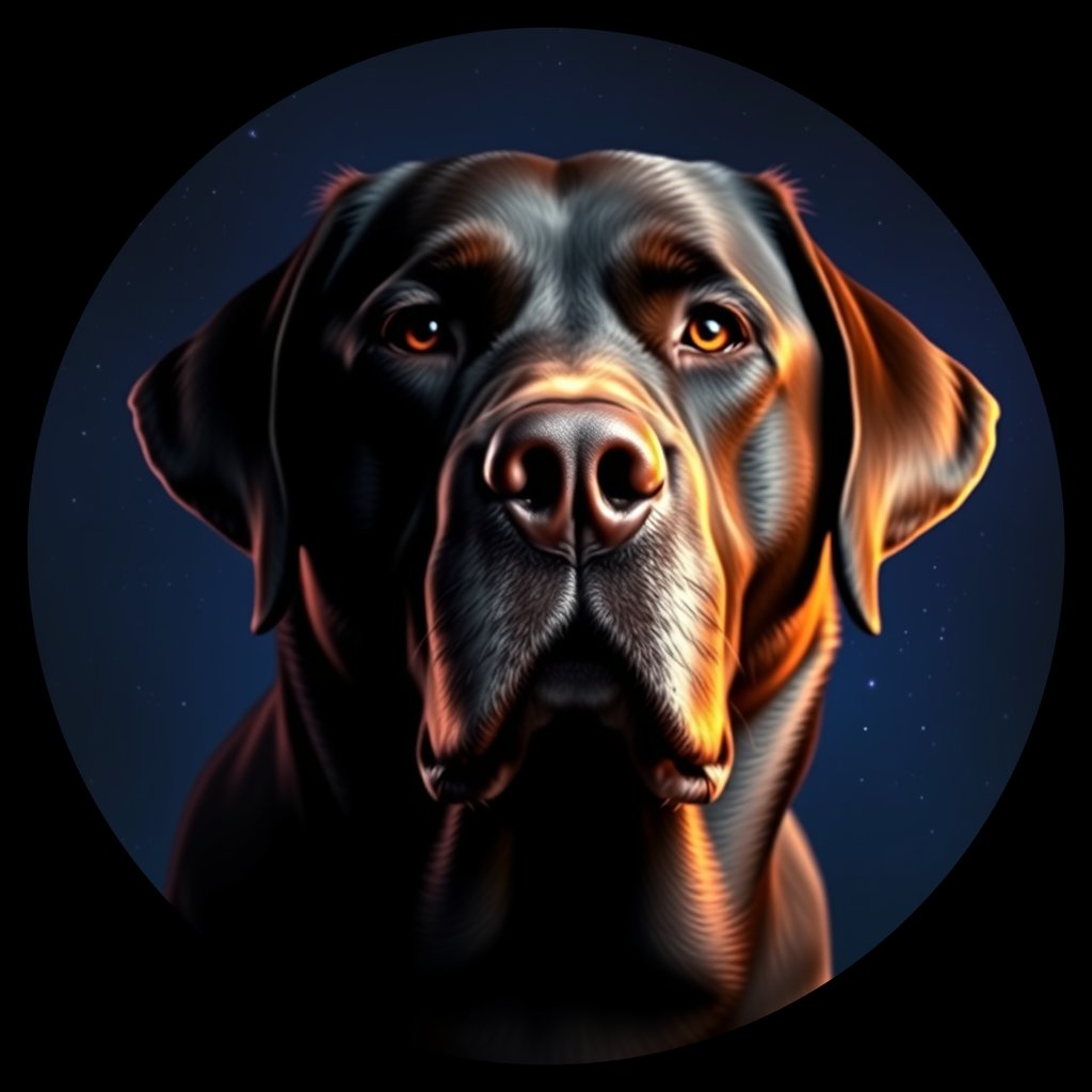 Cosmic medallion portrait of 1297_1297, a Labrador Retriever