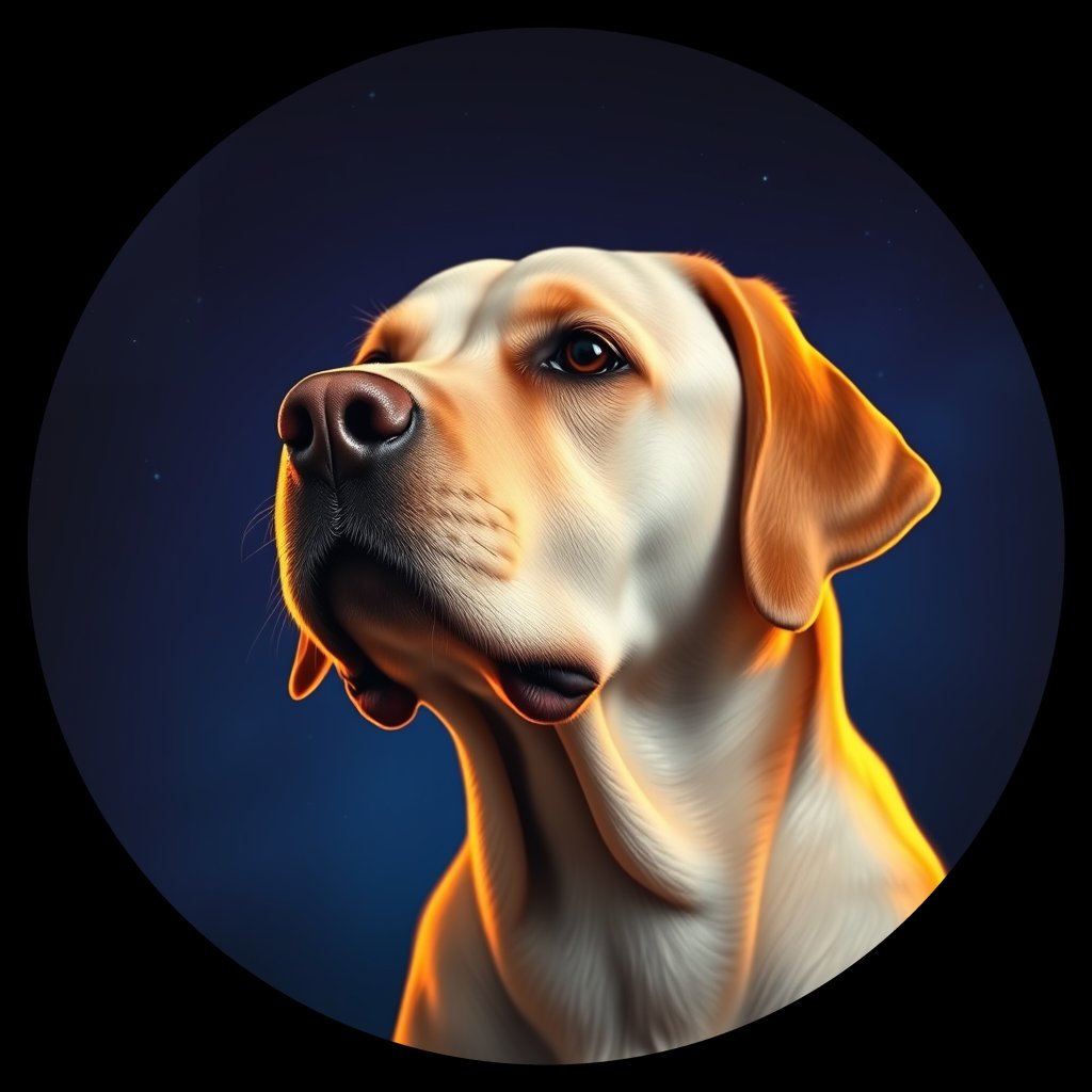 Cosmic medallion portrait of 1356_1356, a Labrador Retriever