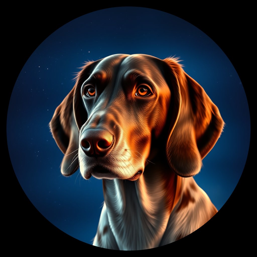 Cosmic medallion portrait of 14166_14166, a English Setter