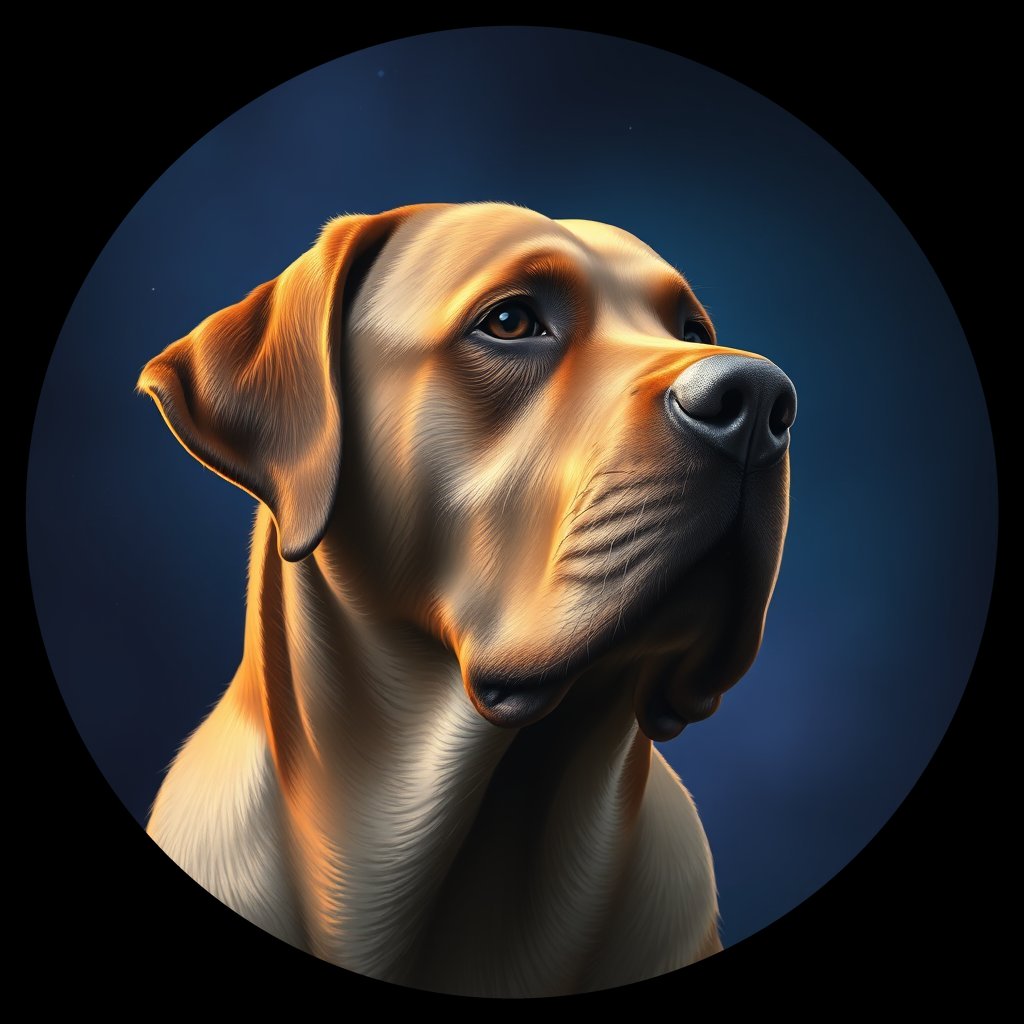 Cosmic medallion portrait of 145_G0380_0312, a Labrador Retriever
