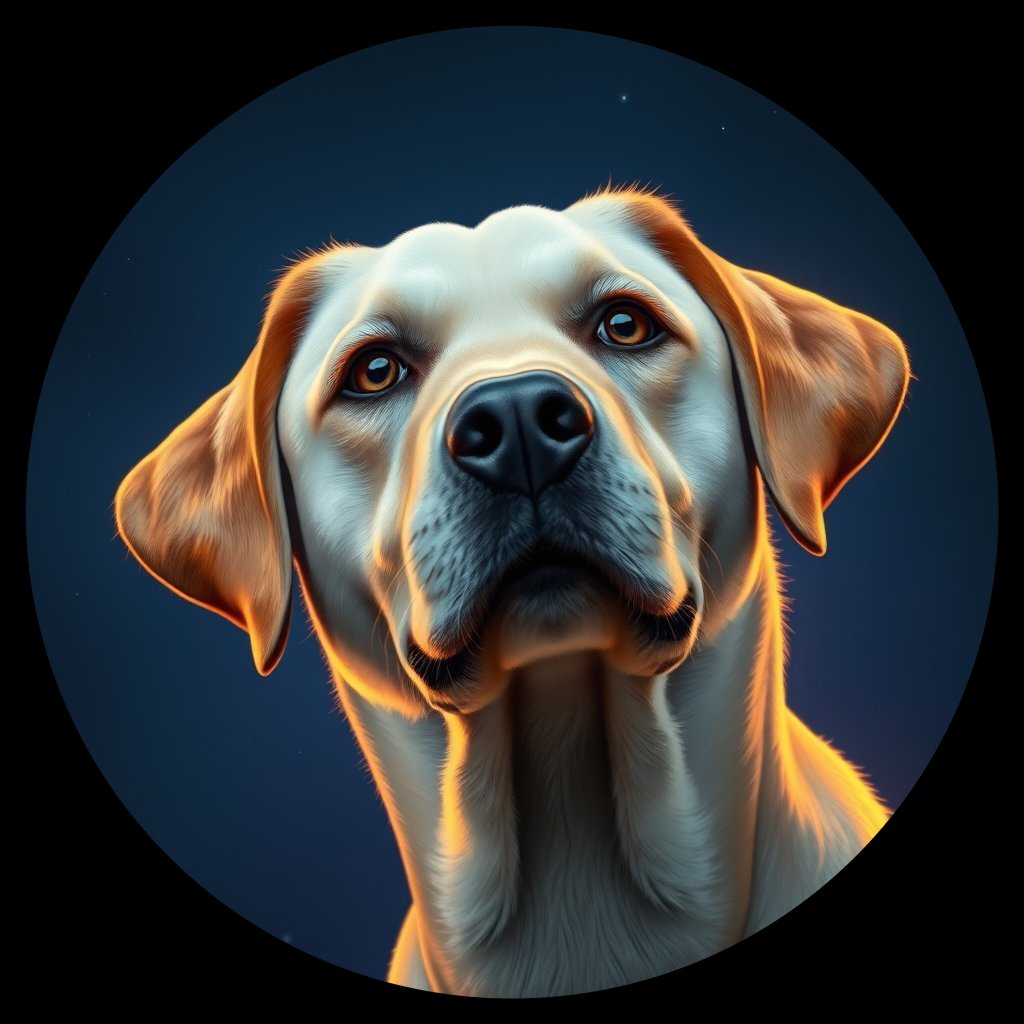 Cosmic medallion portrait of 146_G0380_0313, a Labrador Retriever
