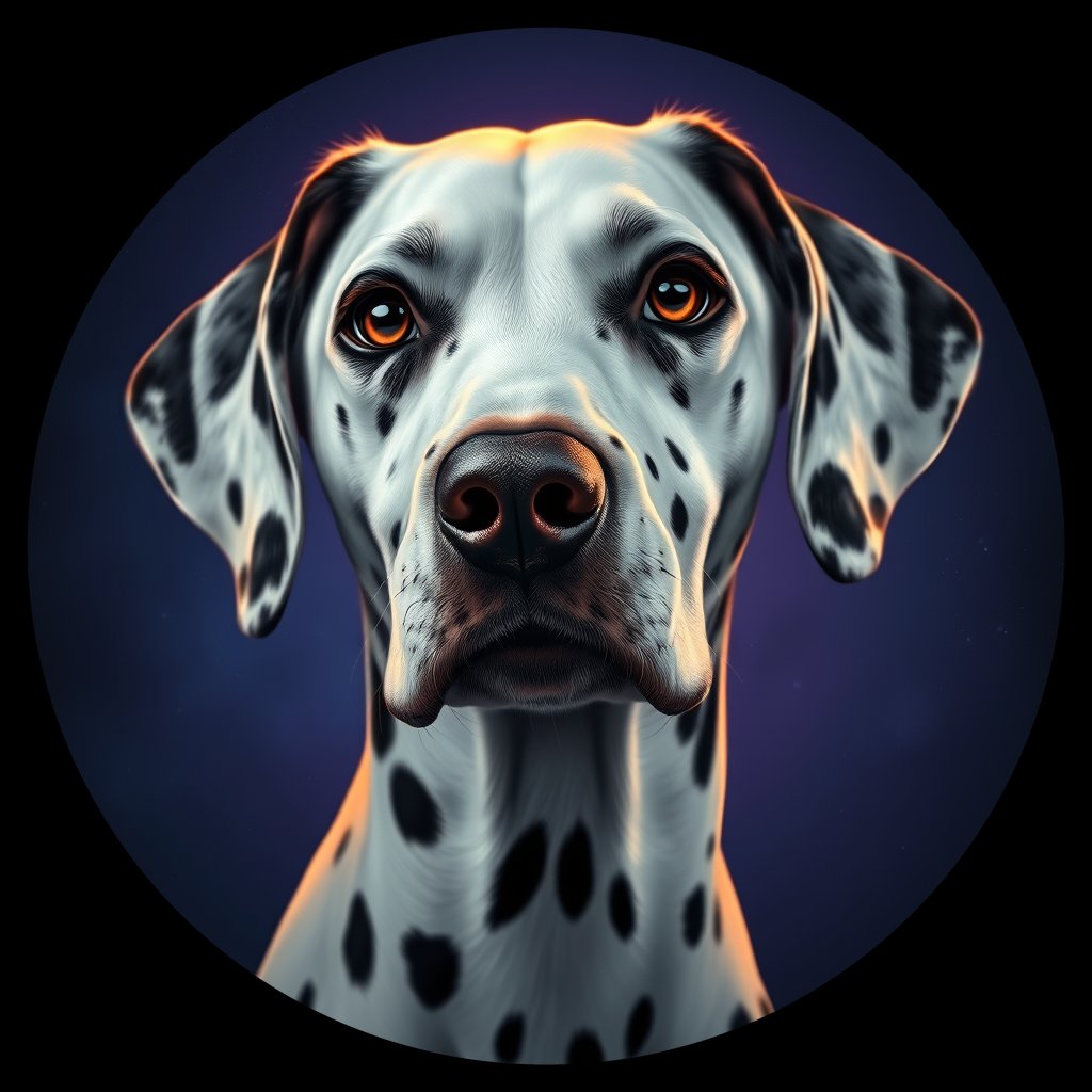 Cosmic medallion portrait of 14780_14780, a Dalmatian
