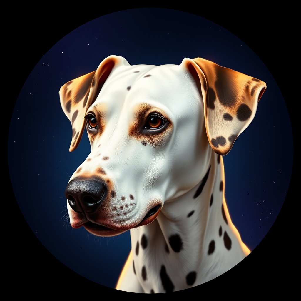 Cosmic medallion portrait of 14782_14782, a Dalmatian