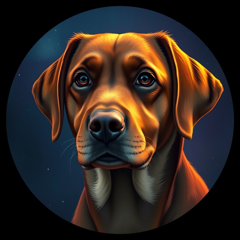 Cosmic medallion portrait of 147_G0380_0314, a Labrador Retriever